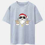 Hip Hop Santa Print Heavy Weight Drop Shoulder Oversize T-Shirt