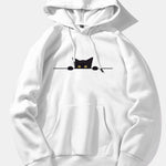 Black Cat Print Hoodie
