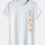 Planet Print Cotton Arc Hem T-Shirt