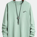 Long Sleeve Mountain Graphic Print Cotton T-Shirt