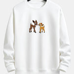 Two Little Deer Print Relax Fit Sweatshirt