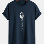 Regular Fit Earphone Print Cotton T-Shirt