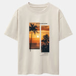 Palm Trees Landscape Slogan Print Oversize T-Shirt & Swim Shorts
