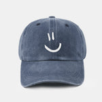 Smiley Face Pattern Classic Retro Washed Distressed Cotton Baseball Cap