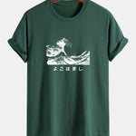 Regular Fit Waves Ukiyo-e Print Cotton T-Shirt