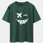 Dissolved Smiley Face Print Drop Shoulder Oversize T-Shirt