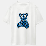 Dissolving Checkerboard Bear Drop Shoulder Oversize T-Shirt