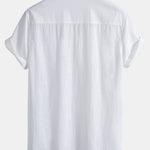 Heart Smiley Face Print Linen Look Cotton Button Up Shirt & Swim Shorts