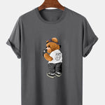 Selfie Bear Print Print T-Shirt