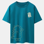 Fire-breathing Dinosaur Print Drop Shoulder Oversize T-Shirt
