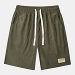 Corduroy Drawstring Shorts With Letter Label