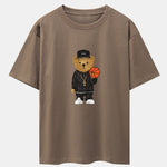 Basketball Bear Print Drop Shoulder Oversize T-Shirt