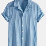 Striped Jacquard Cuban Collar Shirt