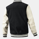 Contrast Wool Look PU Baseball Jacket