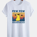 Regular Fit PEW PEW MADAFAKAS Duck Print Cotton T-Shirt