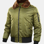 Quilted Lined Bomber Jacket With Faux Fur Collar
