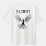 Pacifist Dove Back Print Drop Shoulder Oversize T-Shirt
