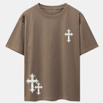 Cross Print Drop Shoulder Oversize T-Shirt