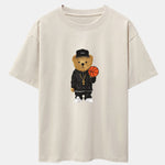 Basketball Bear Print Drop Shoulder Oversize T-Shirt