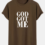 God Got Me Print Cotton Arc Hem T-Shirt
