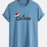 Regular Fit Christmas Believe Print Cotton T-Shirt