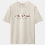 Monaco Slogan Print Drop Shoulder Oversize T-Shirt & Corduroy Drawstring Shorts