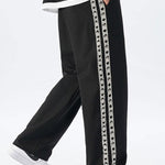 Side Webbing Panel Relax Fit Straight Leg Trousers
