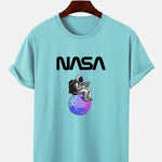 Astronaut Reading Book Print T-Shirt