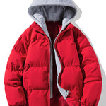 Contrast Detachable Hooded Puffer Coat