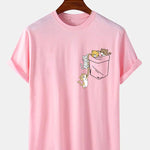 Cute Pocket Cat Print T-Shirt