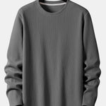 Long Sleeve Muscle Fit Knit Ribbed T-Shirt