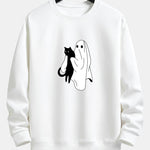 Ghost Black Cat Print Relax Fit Sweatshirt