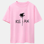 Relax Palm Tree Print Drop Shoulder Oversize T-Shirt