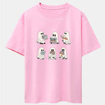 Ghost Reading Book Print Drop Shoulder Oversize T-Shirt