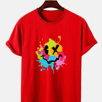 Colorful Mud Splatter Smiley Face Print T-Shirt