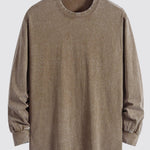 Relax Fit Long Sleeve Washed Distressed T-Shirt