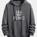 King Crown Print Relax Fit Hoodie
