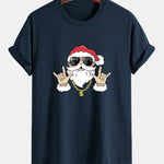 Regular Fit Hip Hop Santa Print Cotton T-Shirt
