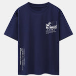 Waves Ukiyo-e Slogan Print Drop Shoulder Oversize T-Shirt