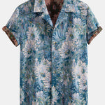 Painted Floral Jacquard Cuban Shirt & Shorts