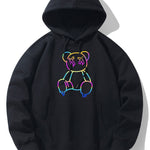 Gradient Dissolving Bear Print Drop Shoulder Relaxed Hoodie