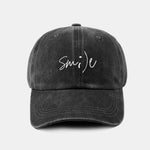 Keep Smiling Letter Casual Versatile Washed Cotton Baseball Cap