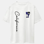 New York California Palm Tree Print Drop Shoulder Oversize T-Shirt