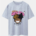 Cartoon Character Slogan Print Drop Shoulder Oversize T-Shirt