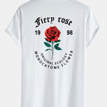 Dissolving Rose Print Cotton Arc Hem T-Shirt