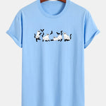 Regular Fit Black Cat Ghost Print Cotton T-Shirt