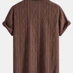 Geometric Jacquard Eyelet Cuban Shirt & Textured Shorts With Lining