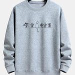 Cat Potted Plant Print Relax Fit Sweatshirt