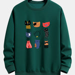 Cartoon Cat Print Relax Fit Sweatshirt