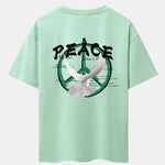 Dove With Peace Symbol Back Print Drop Shoulder Oversize T-Shirt